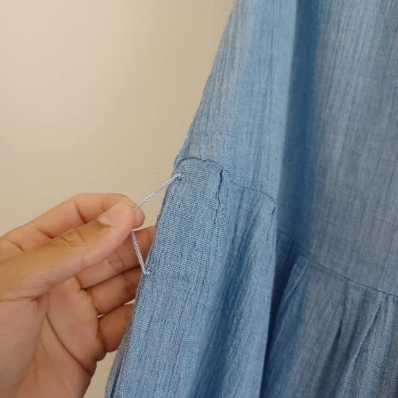 Zadig Voltaire Rousseau Dress Womens XS Blue Sleeveless Ruffles Casual V Neck - Picture 7 of 8